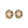 LEWIS SEGAL ROSE STUD EARRINGS WITH PEARL EMBELLISHMENTS