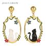 JUICY GRAPE FASCINATING BLACK CAT DANGLE EARRINGS JUICY GRAPE FASCINATING BLACK CAT DANGLE EARRINGS