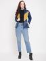 Polyester Colour-blocked Blue Women's Jacket