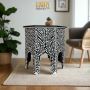 Bone Inlay Side Table with Storage