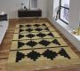 Black Beige Handwoven Natural Jute Rug Boho Chic Woven Kilim