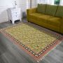 Yellow Cotton Rug, Floral Cotton Rug, Handmade Living Area R