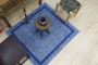 Square blue cotton rug Modern area rug Floor Decor Hand wove
