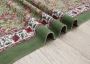 Floral Block Printed Cotton Rug Green Area Carpet Custom Siz