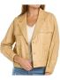 Timeless Appeal: The Beige Leather Bomber Jacket with Chest 
