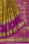 Exclusive Parrot Green Silk Saree with Pink Border | Mavuri’