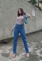 Retro Blue Straight Leg Mom Jeans at OffDuty 