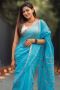 Elegant Sky Blue Handloom Linen Saree