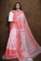 Light Orange Zari Cotton Jamdani Saree