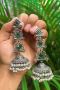 Silver Replica Monalisa Stone Jhumki Earrings