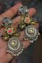 Stunning Silver Look Pachi Kundan Earrings 
