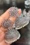 Silver Brass Base Monalisa Stone Jhumka Earrings