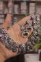 Silver Base Monalisa Stone Neckline with Jhumka Earrings