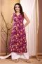  Stylish Burgundy Floral Jaipuri Kurta