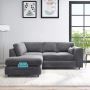 Dark Grey Left-Hand Corner Full Back Sofa Plush Velvet Sofa