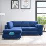 midnight blue left-hand corner full back sofa plush velvet