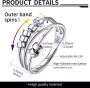 925 Sterling Silver Zircon Fidget Spinner Ring Adjustable