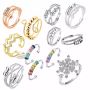 Anti Anxiety Fidget Ring Stress Relief Beads Spinner 925 Ste