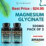Magnesium Glycinate 500mg – 2-Pack – High Absorption, Musc