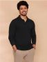 Classic Ribbed Collar Black Polo T-Shirt 