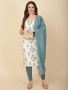 Floral Printed Cotton Unstitched Suit Piece With Dupatta