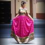 One Piece Paithani Dress – Pink Navy Blue | Swapnagandha Col