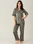 Olive Green Top & Pyjama Sleepwear Set - The Kaftan Company