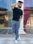 Dark Grey Trendy damage jeans for mens