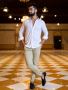 Beige ankle length pants men