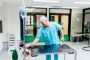 How often should veterinary disinfectant be applied?