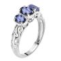 Get Stunning Tanzanite 3-Stone Sterling Silver Ring - Limite