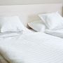 Buy King Flat Bed Sheets – Satin Stripe T250 White Wholesale