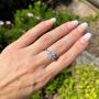 18K White Gold Oval Trilogy Engagement Ring for Sale