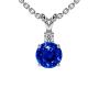 Round Blue Sapphire and Diamond Halo Pendant (1.08cttw)