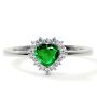 Elegant Halo Unique Emerald Engagement Ring in Heart Shape