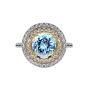 Stunning Aquamarine Double Halo Rings in Two-Tone Designs