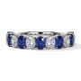 Half Eternity Diamond And Blue Sapphire Wedding Ring 