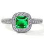 Elegant Emerald Halo Engagement Ring in Antique Style