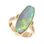 A MINE LIGHT 14KT YELLOW GOLD & DIAMOND AUSTRALIAN OPAL RING