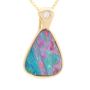 GREEN GALAXY 14KT GOLD & DIAMOND AUSTRALIAN OPAL NECKLACE