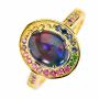 * BUBBLES 18KT GOLD PLATED AUSTRALIAN OPAL RING * BUBBLES 18KT GOLD PLATED AUSTRALIAN OPAL RING