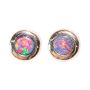 *COTTON CANDY FLASH 14KT WHITE GOLD AUSTRALIAN OPAL STUD EAR