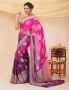 Buy Pure Silk Pink & Purple Banarasi Saree From BanarasiSilk