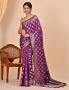 Buy Purple Banarasi Saree Of Floral Design By BanarasiSilks