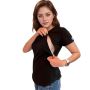 Black Cotton Nursing T-Shirt with Diagonal Zip Tee for Breas