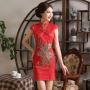 Classic Red Phoenix Qipao Summer