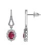 Ruby Dangling Earrings Set in 14k White Gold