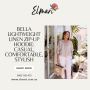 Bella Lightweight Linen Zip-Up Hoodie: Casual, Comfortable Bella Lightweight Linen Zip-Up Hoodie: Casual, Comfortable