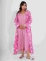 Buy Pink Pure Cotton V - Neck Midi Dress and Shrug from Feat