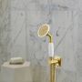 Aura Brushed Brass Water Outlet and Holder with Shower Hands